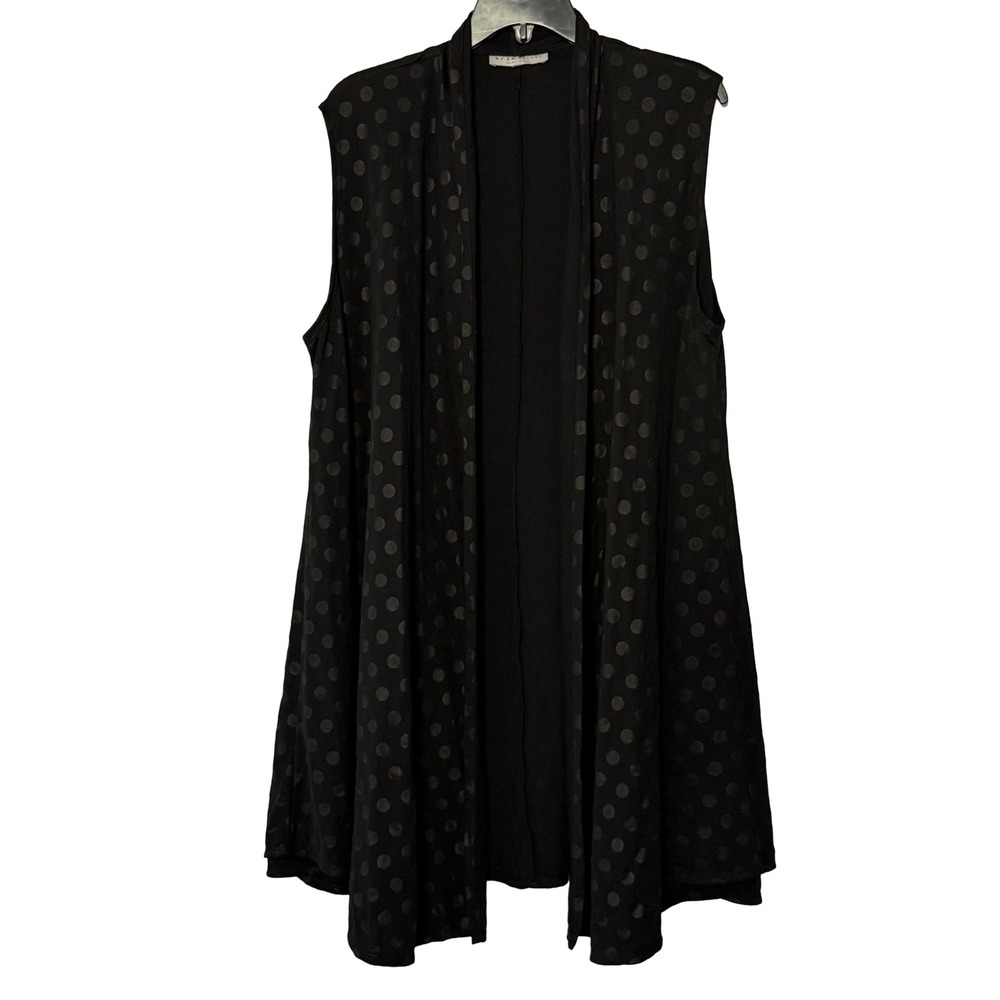 Bryn Walker Black Polka Dot Sleeveless Duster Sebastian Vest Cardigan‎ - Large